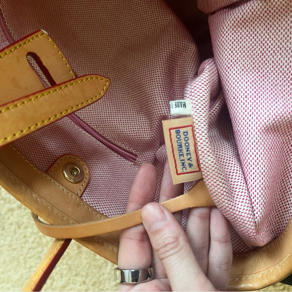 Dooney & Bourke Yellow Floral Tote with Tan Leather Handles - Picture 5 of 8